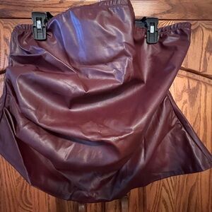 SHEIN Burgundy Faux Leather strapless top